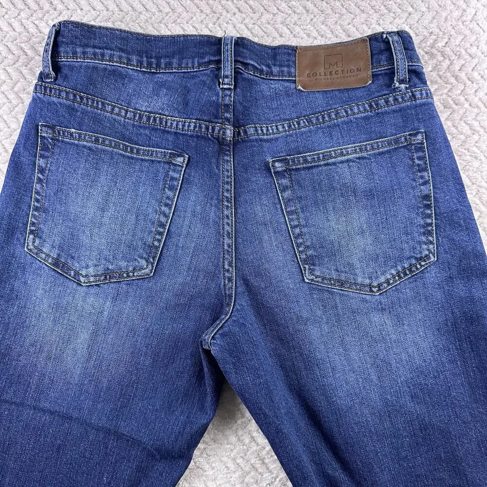 M Collection By Michael Strahan Jeans Mens Blue 30x30 Straight Fit Stretch‎